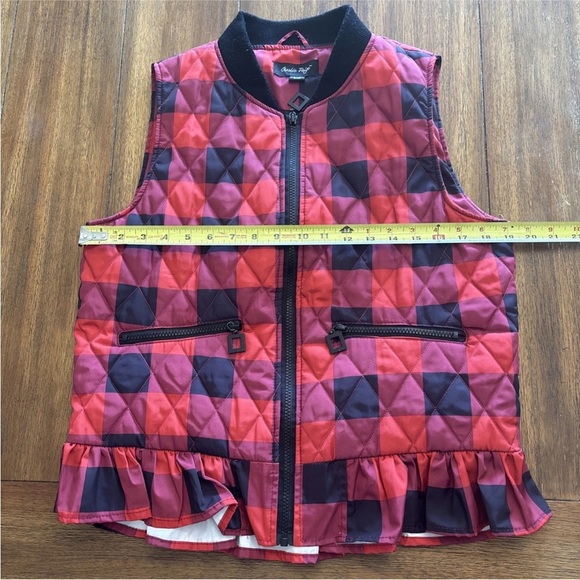 Charlie Paige Women’s Plaid Quilted Vest With Ruffle Size M - Picture 6 of 12